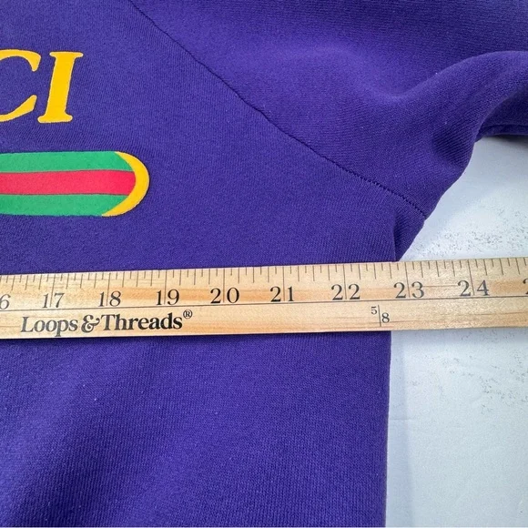 Vintage Bootleg Gucci Logo Crewneck Sweatshirt Women's Purple Large 80s Hip Hop